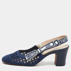 Dior Blue Cannage Mesh D-Moi Slingback Pumps Size 37