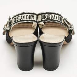Dior Black Canvas D-moi Slingback Pumps Size 37