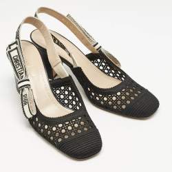 Dior Black Canvas D-moi Slingback Pumps Size 37