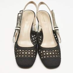 Dior Black Canvas D-moi Slingback Pumps Size 37