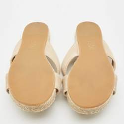Dior Beige Embroidered Canvas Granville Espadrille Criss Cross Flat Sandals Size 40.5