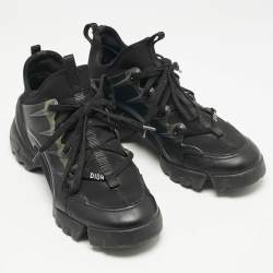 Dior Black Leather and Neoprene D-Connect Sneakers Size 37