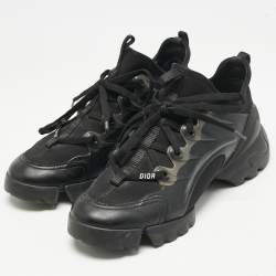 Dior Black Leather and Neoprene D-Connect Sneakers Size 37