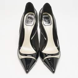 Pre Owned Dior Black Patent Leather and PVC Pointed Toe Pumps Size 40