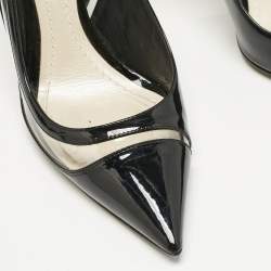 Pre Owned Dior Black Patent Leather and PVC Pointed Toe Pumps Size 40
