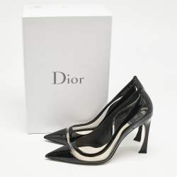 Pre Owned Dior Black Patent Leather and PVC Pointed Toe Pumps Size 40