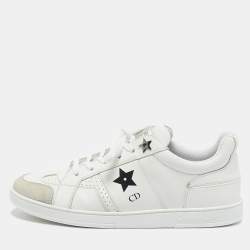 Dior White Leather and Suede Dior Star Sneakers Size 38.5