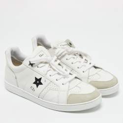 Dior White Leather and Suede Dior Star Sneakers Size 38.5