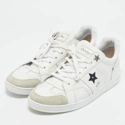 Dior White Leather and Suede Dior Star Sneakers Size 38.5