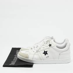 Dior White Leather and Suede Dior Star Sneakers Size 38.5