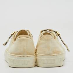 Dior Cream Canvas Walk'n'Dior Low Top Sneakers Size 36.5