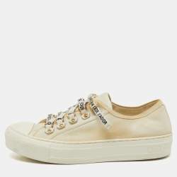 Dior Cream Canvas Walk'n'Dior Low Top Sneakers Size 36.5