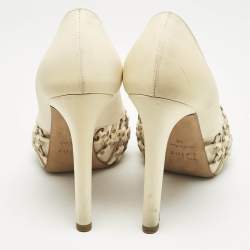 Pre Owned Dior Cream Leather Miss Dior Peep Toe Pumps Size 38