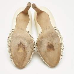 Pre Owned Dior Cream Leather Miss Dior Peep Toe Pumps Size 38