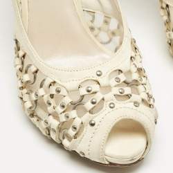 Pre Owned Dior Cream Leather Miss Dior Peep Toe Pumps Size 38