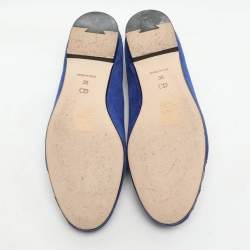 Dior Blue Patent Leather and Suede Rose Smoking Slippers Size 36