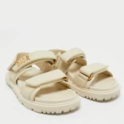 Dior Cream Leather DiorAct Slingback Sandals Size 35