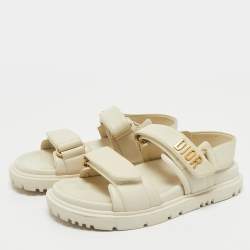 Dior Cream Leather DiorAct Slingback Sandals Size 35