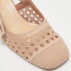 Pre Owned Dior Old Rose Cannage Fabric Moi Slingback Pumps Size 36.5