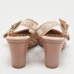 Pre Owned Dior Old Rose Cannage Fabric Moi Slingback Pumps Size 36.5