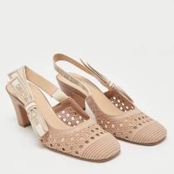 Pre Owned Dior Old Rose Cannage Fabric Moi Slingback Pumps Size 36.5