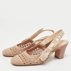 Pre Owned Dior Old Rose Cannage Fabric Moi Slingback Pumps Size 36.5