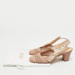 Pre Owned Dior Old Rose Cannage Fabric Moi Slingback Pumps Size 36.5