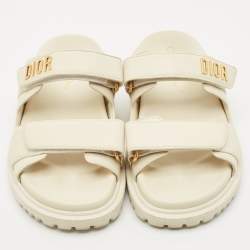Dior Cream Leather DiorAct Slide Sandals Size 36
