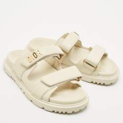 Dior Cream Leather DiorAct Slide Sandals Size 36