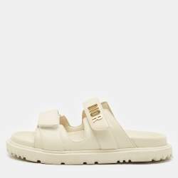 Dior Cream Leather DiorAct Slide Sandals Size 36
