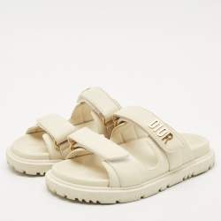 Dior Cream Leather DiorAct Slide Sandals Size 36