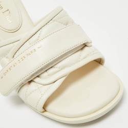 Dior Off White Quilted Leather Diorevolution Slide Sandals Size 37.5
