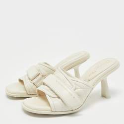 Dior Off White Quilted Leather Diorevolution Slide Sandals Size 37.5