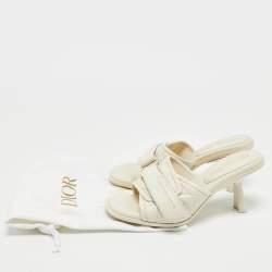 Dior Off White Quilted Leather Diorevolution Slide Sandals Size 37.5