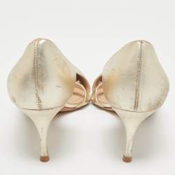Dior Gold Leather D'orsay Pointed Toe Pumps Size 37.5