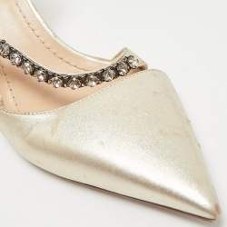 Dior Gold Leather D'orsay Pointed Toe Pumps Size 37.5