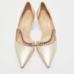 Dior Gold Leather D'orsay Pointed Toe Pumps Size 37.5
