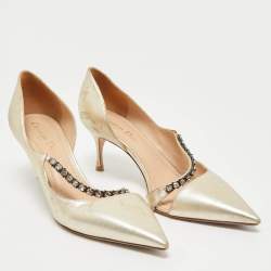 Dior Gold Leather D'orsay Pointed Toe Pumps Size 37.5