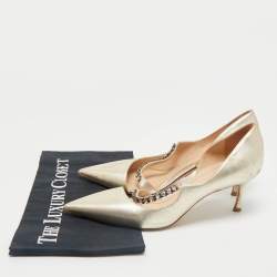 Dior Gold Leather D'orsay Pointed Toe Pumps Size 37.5