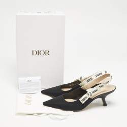 Pre Owned Dior Black Technical Fabric J'adior Slingback Pumps Size 40.5