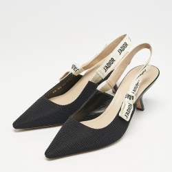 Pre Owned Dior Black Technical Fabric J'adior Slingback Pumps Size 40.5