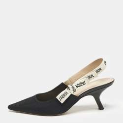Pre Owned Dior Black Technical Fabric J'adior Slingback Pumps Size 40.5