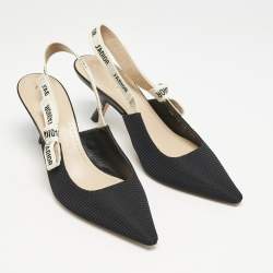 Pre Owned Dior Black Technical Fabric J'adior Slingback Pumps Size 40.5