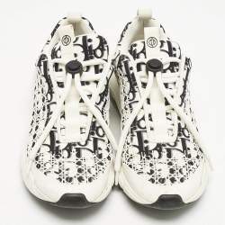 Dior White/Black Oblique Cannage Leather and Rubber B24 Low Top Sneakers Size 36.5