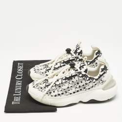 Dior White/Black Oblique Cannage Leather and Rubber B24 Low Top Sneakers Size 36.5