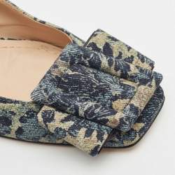 Dior Navy Blue Brocart Lurex Fabric Idylle Pumps Size 37