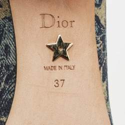 Dior Navy Blue Brocart Lurex Fabric Idylle Pumps Size 37