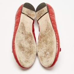Dior Red Cannage Quilted Leather Bow Ballet Flats Size 37