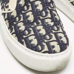 Dior Navy Blue Oblique Canvas Solar Slip On Sneakers Size 37