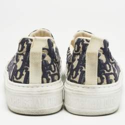Dior Navy Blue Oblique Canvas Solar Slip On Sneakers Size 37